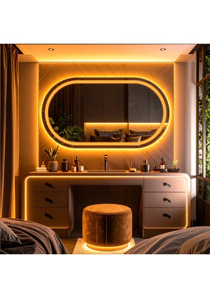 Ovanta Amber Led'li Lazer Kumlamalı Lavabo & Banyo Aynası (Dokunmatik Sensörlü)