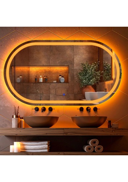 Ovanta Amber Led'li Lazer Kumlamalı Lavabo & Banyo Aynası (Dokunmatik Sensörlü) fiyatları