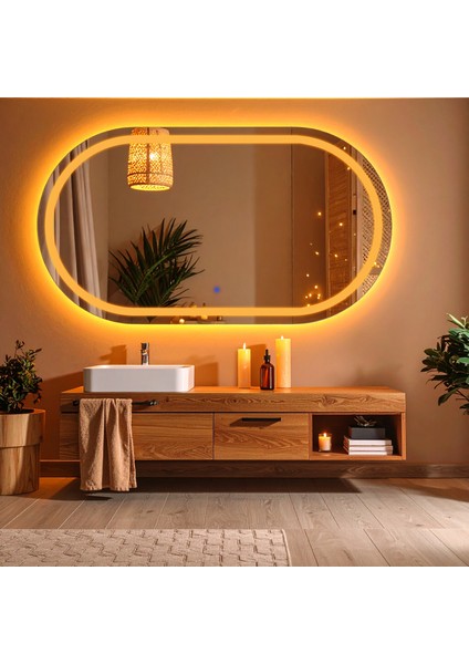 Ovanta Amber Led'li Lazer Kumlamalı Lavabo & Banyo Aynası (Dokunmatik Sensörlü) modelleri
