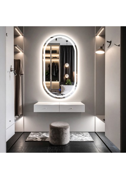 Serava Beyaz Led'li Lazer Kumlamalı Lavabo & Banyo Aynası (Dokunmatik Sensörlü)