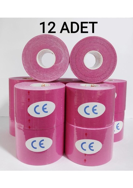 Pembe Rengi Sporcu Bandı Bia Tape Kinesio 5cmx5 M 12 Li