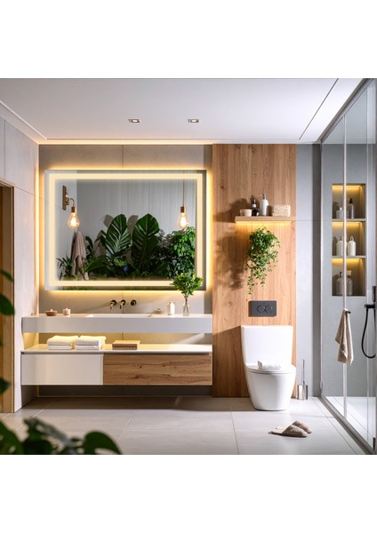 Rectango Günışığı Led'li Lazer Kumlamalı Lavabo & Banyo Aynası (Dokunmatik Sensörlü) modelleri