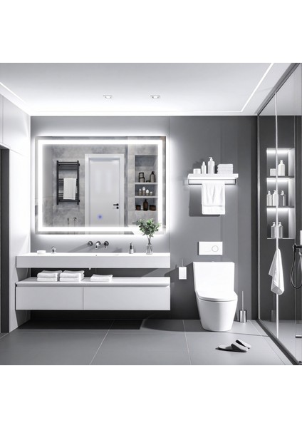 Rectango Rk021 Rectango Beyaz Led'li Lazer Kumlamalı Lavabo & Banyo Aynası Fiyatı
