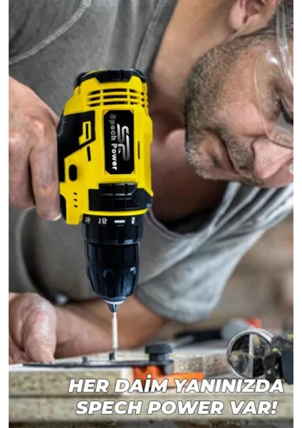 Spech Power x 58 V 8 Ah Çift Akülü Metal Dişli Şanzıman Şarjlı Vidalama Matkap 28 Parça Uç Setli