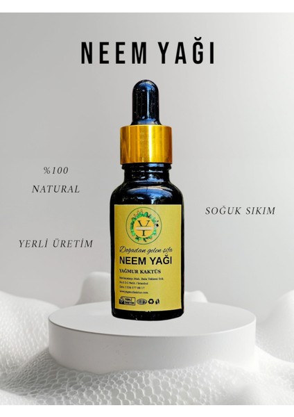 Organic Soğuk Sıkım Neem Yağı (Tesbih Ağacı Yağı) 20 ml