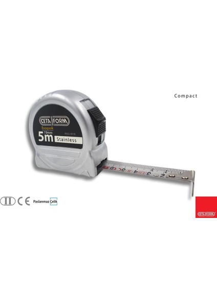 Compact 5 Metre Şerit Metre (Paslanmaz Çelik) P05S-0519
