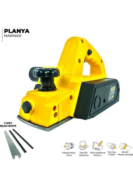ANS1039 650W Çift Bıcaklı Professionel Planya Makinası 82 mm