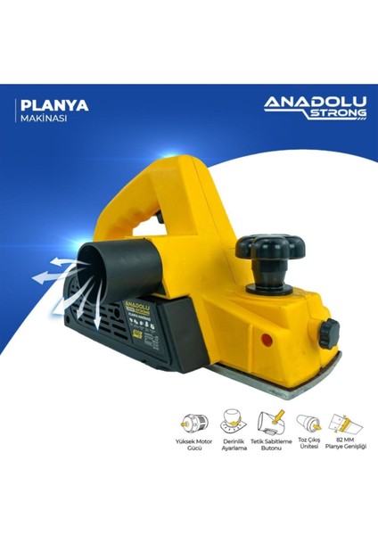 ANS1039 650W Çift Bıcaklı Professionel Planya Makinası 82 mm