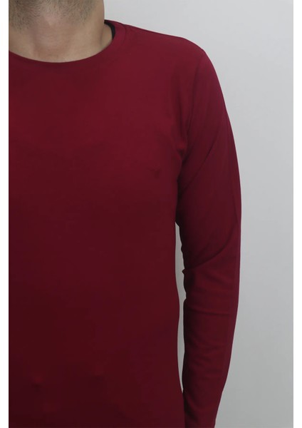 Fistan Store Erkek Bordo Düz Spor Kesim Normal Kalıp Bisiklet Yaka Uzun Kollu Body fiyatları