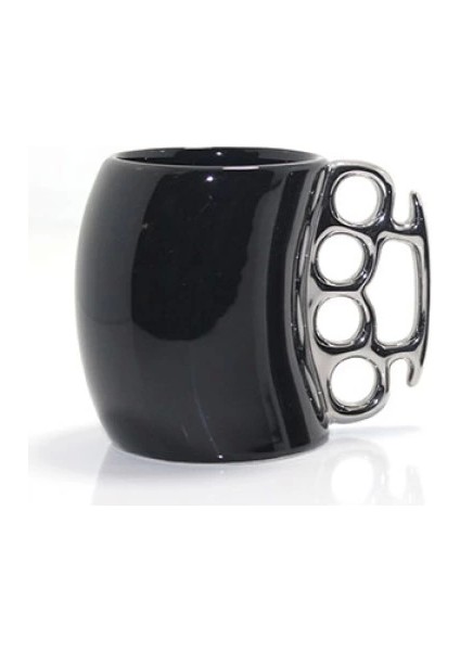 Porselen Muşta Tasarımlı Kupa Bardak Siyah