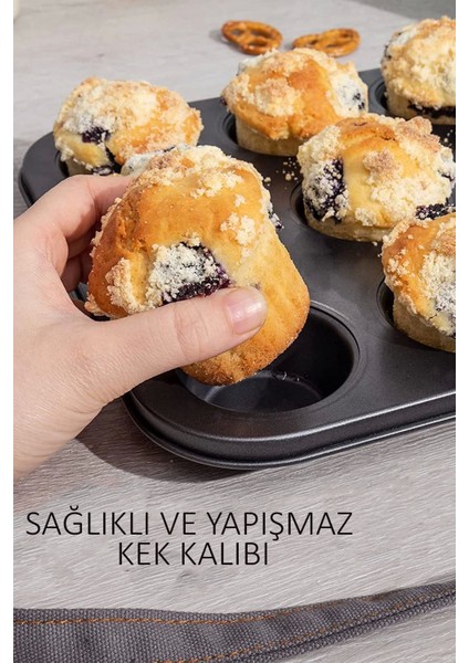 2'li Set Muffin Kalıbı 12LI Fırın Mini Kek Browni Kekstra Kalıbı Cupcake Kapsülü