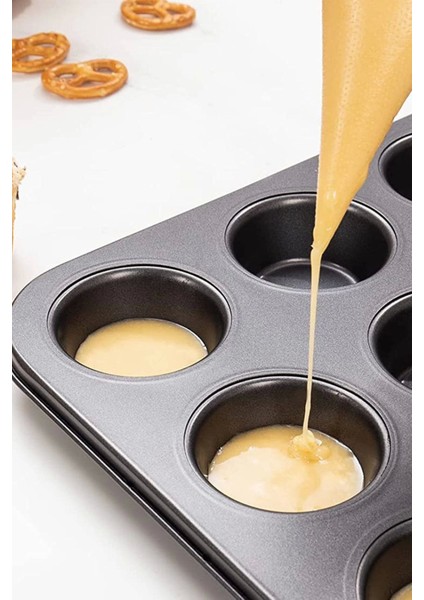 2'li Set Muffin Kalıbı 12LI Fırın Mini Kek Browni Kekstra Kalıbı Cupcake Kapsülü