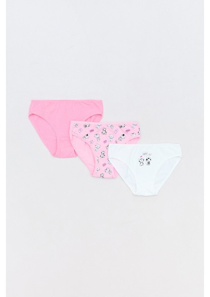 Kedi Baskılı 3 Lü Kız Çocuk Külot