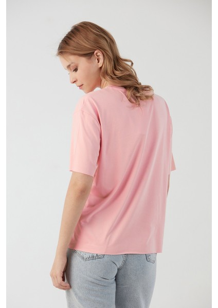 Basic Bisiklet Yaka Oversize Modal Tişört