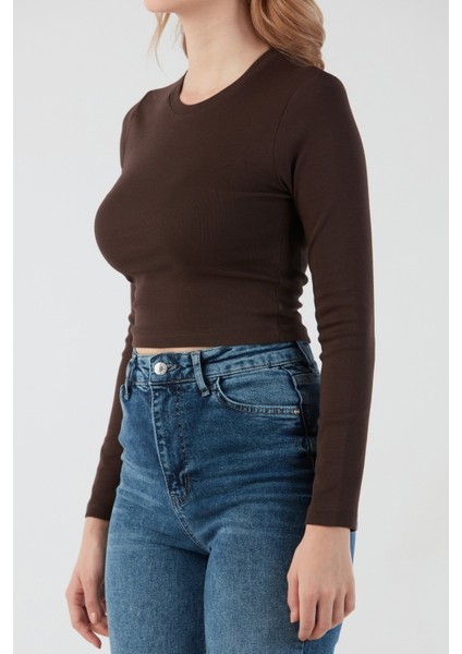 Basic Bisiklet Yaka Uzun Kollu Crop Body indirimleri