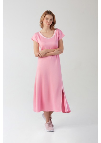 Basic Oversize Yırtmaçlı Penye Elbise