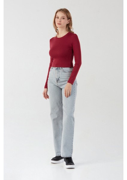 Basic Bisiklet Yaka Uzun Kollu Crop Body fiyatları