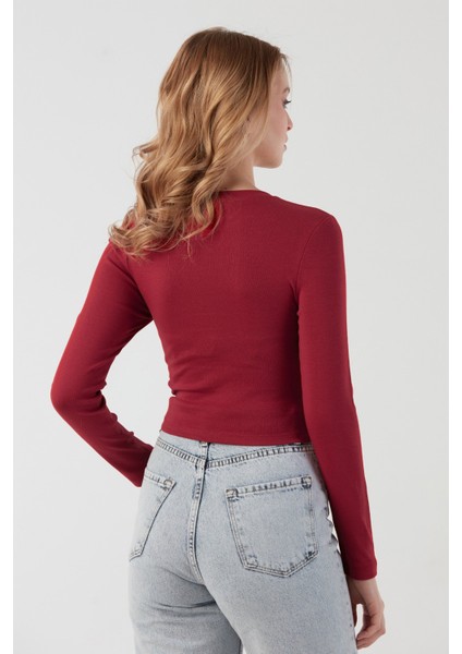 Basic Bisiklet Yaka Uzun Kollu Crop Body modelleri