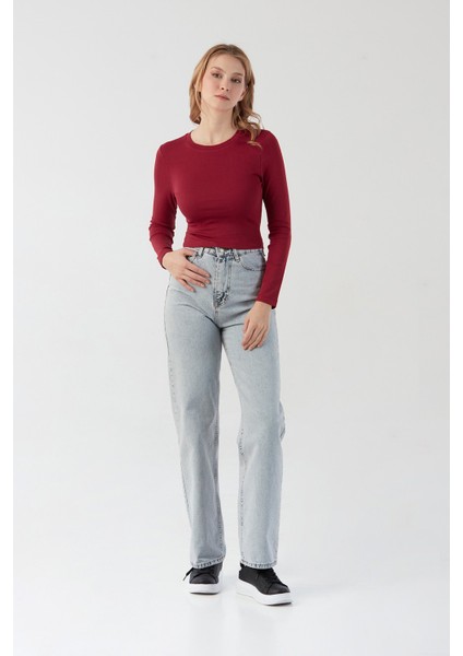 Basic Bisiklet Yaka Uzun Kollu Crop Body fırsatları