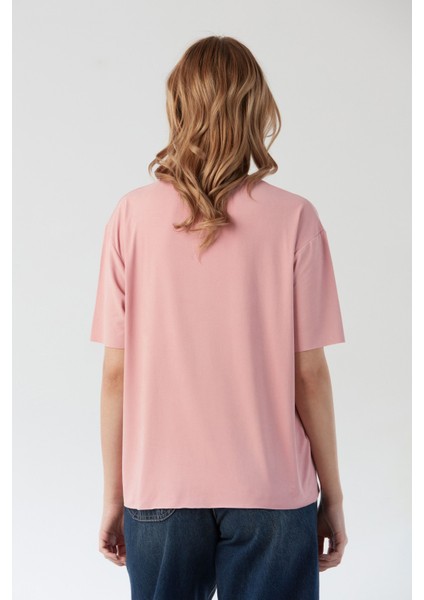 Basic Bisiklet Yaka Oversize Modal Tişört