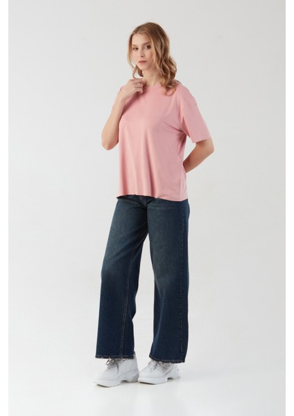 Basic Bisiklet Yaka Oversize Modal Tişört