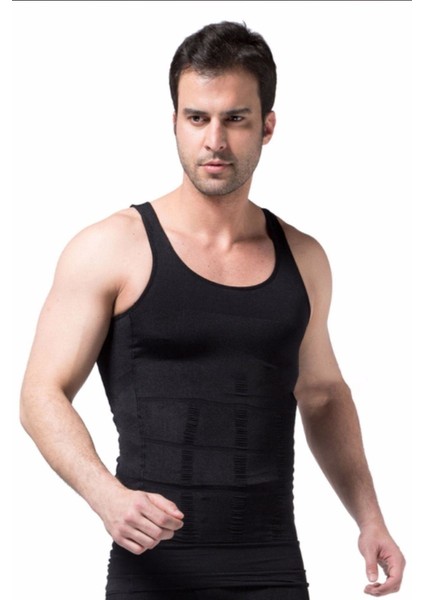 Fitform Jınekom Gögüs ve Göbek -Erkek Atlet Korse -(Siyah) 2 Adet
