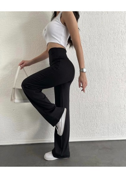 Fitilli Palazzo Pantolon Siyah