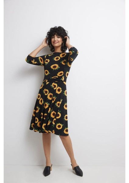 Kadın Fakir Kol Bisiklet Yaka Midi Mikro Elbise fiyatları