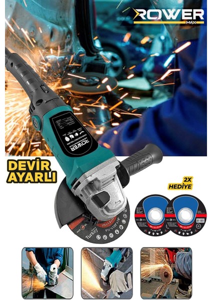 RWRX-3803 3500 W Devir Ayarlı Spiral Taşlama Makinası Avuç Içi Taşlama 125 mm 2 Adet Diskli