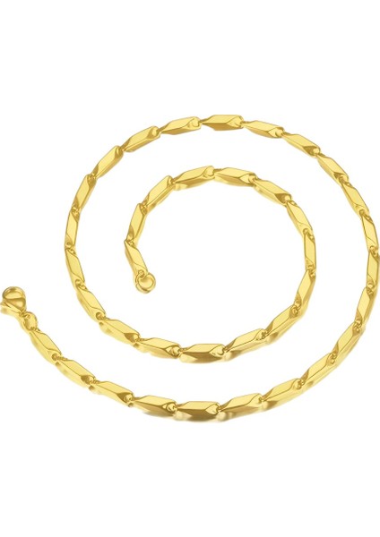 Çelik Kolye Titanyum Melon Düz Model 3 mm Kalınlık 55 cm Uzunluk Altın Sarısı Gold