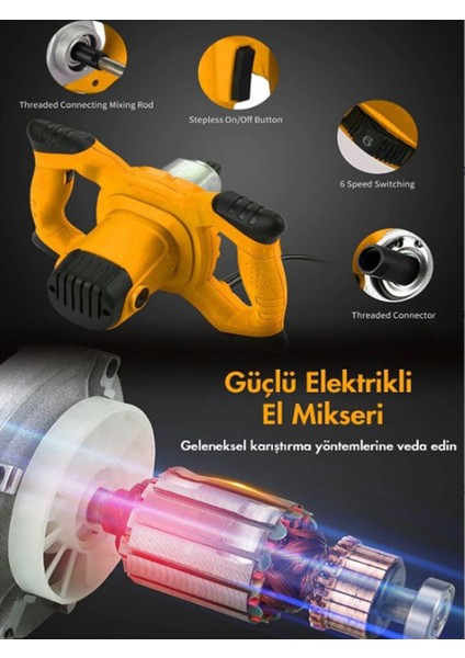MX-4800 Bakir Sargı 6 Kademe Devirli Ayarlı Elektrikli Alçı Boya ve Sıva Karıştırıcı Mikser fırsatları
