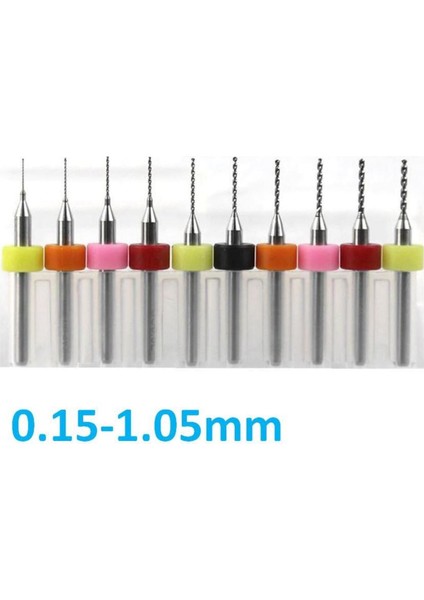 Dremel Için 0.15-1.05MM Pcb Tungsten Karbür 10 Lu Mikro Matkap Ucu Set
