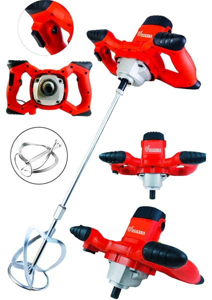 DZ-986 Magnezyum Gövdeli Bakır Sargılı Devir Ayarlı Mikser Alçı Boya Çimento Harç Karıştırıcı Mikse