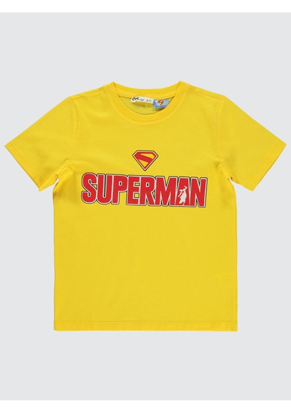 Süperman Erkek Çocuk Tişört 6-9 Yaş Sarı