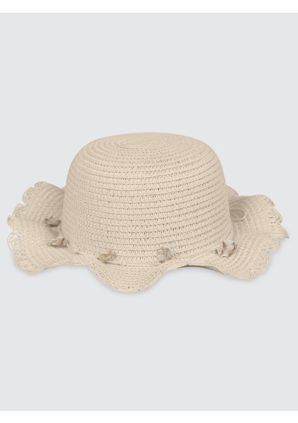 Kız Çocuk Hasır Şapka 4-8 Yaş Krem