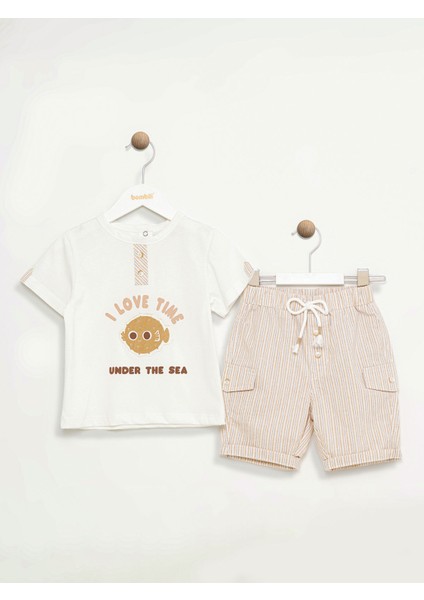 Erkek Bebek Şortlu Takım 6-18 Ay Camel