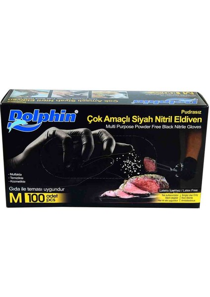 Pudrasız Siyah Nitril Eldiven Orta Boy (M) 100 Lü Paket fırsatları