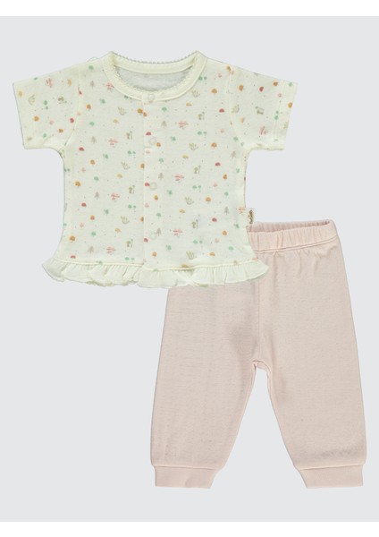 Kız Bebek Pijama Takımı 0-1 Ay Gül Kurusu