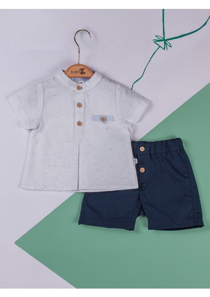 Baby Zz Erkek Bebek Şortlu Takım 6-12 Ay Beyaz