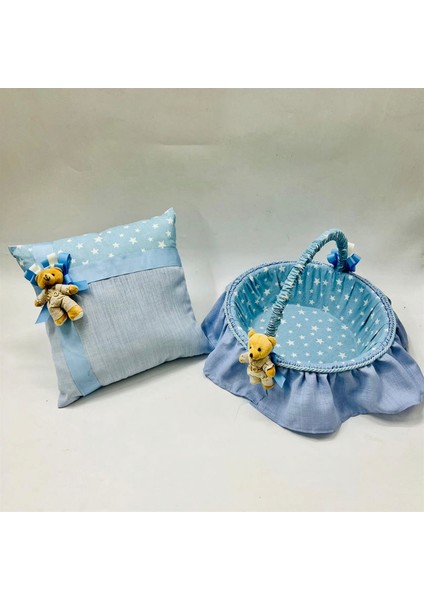 - Baby Shower Sepet Takı Yastık Seti Mavi Bstmy