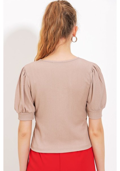 Bisküvi Fermuarlı Örme Bluz 4316 fırsatları