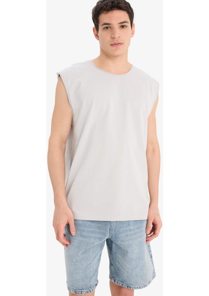 %100 Pamuk Boxy Fit Bisiklet Yaka Basic Düz Atlet C7205AX25SM modelleri