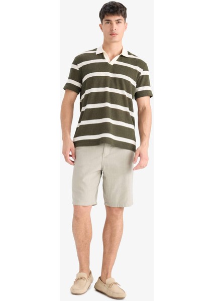 Regular Fit Polo Yaka Kısa Kollu Triko Görünümlü Tişört E3965AX25SM fiyatları
