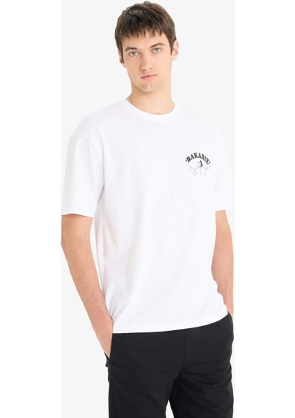 %100 Pamuk Boxy Fit Bisiklet Yaka Sırt Baskılı Kısa Kollu Tişört F4752AX25HS modelleri