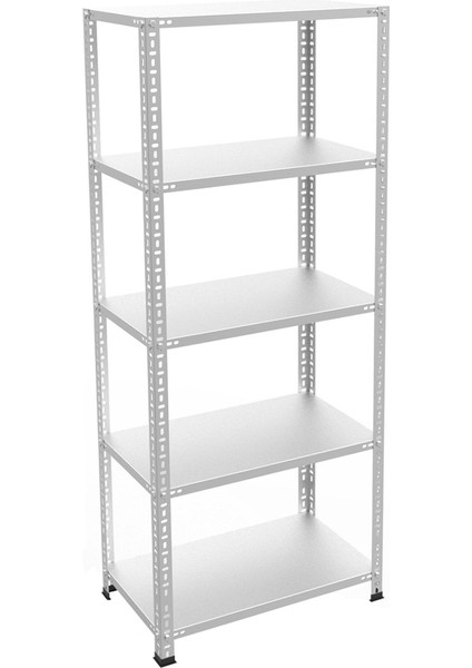 5 Katlı Galvaniz Çelik Raf - Depo, Arşiv, Kiler, Dosya, Market Rafı - 31x60 cm-200 cm-0.70 mm