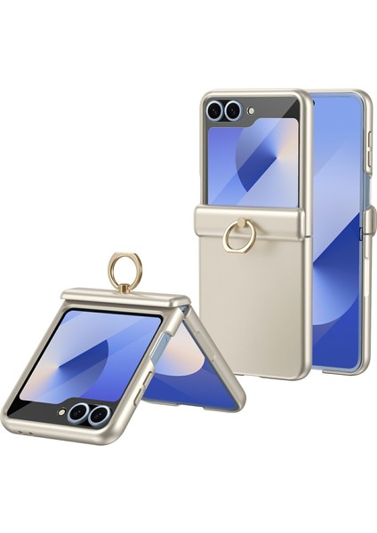 Samsung Galaxy Z Flip5 5g Halka Tutucu Kickstand Pc Telefon Kapağı Temperli Cam Filmi (Yurt Dışından)