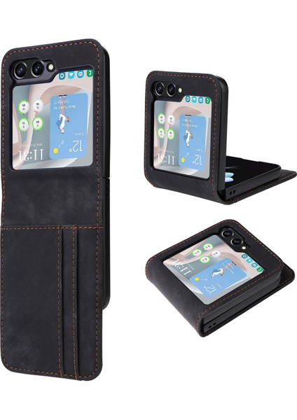 Samsung Galaxy Z Flip5 5g Kart Yuvaları Telefon Kılıfı Pu Deri Koruyucu Kapak (Yurt Dışından)