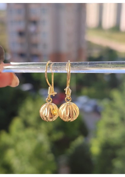 925 Ayar Gümüş Karpuz Dilimli Model Top Küpe
