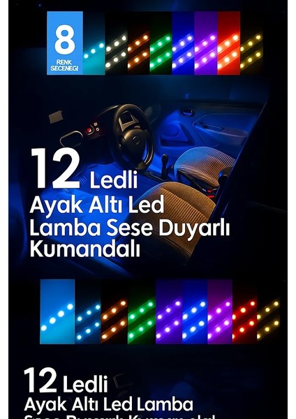 9 Ledli Rgb Multicolor Flaş Işık Ayarlı Atmosfer Ayak Altı LED