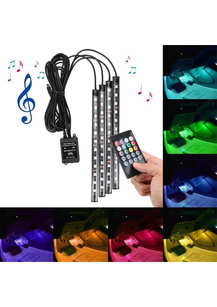 9 Ledli Rgb Multicolor Flaş Işık Ayarlı Atmosfer Ayak Altı LED